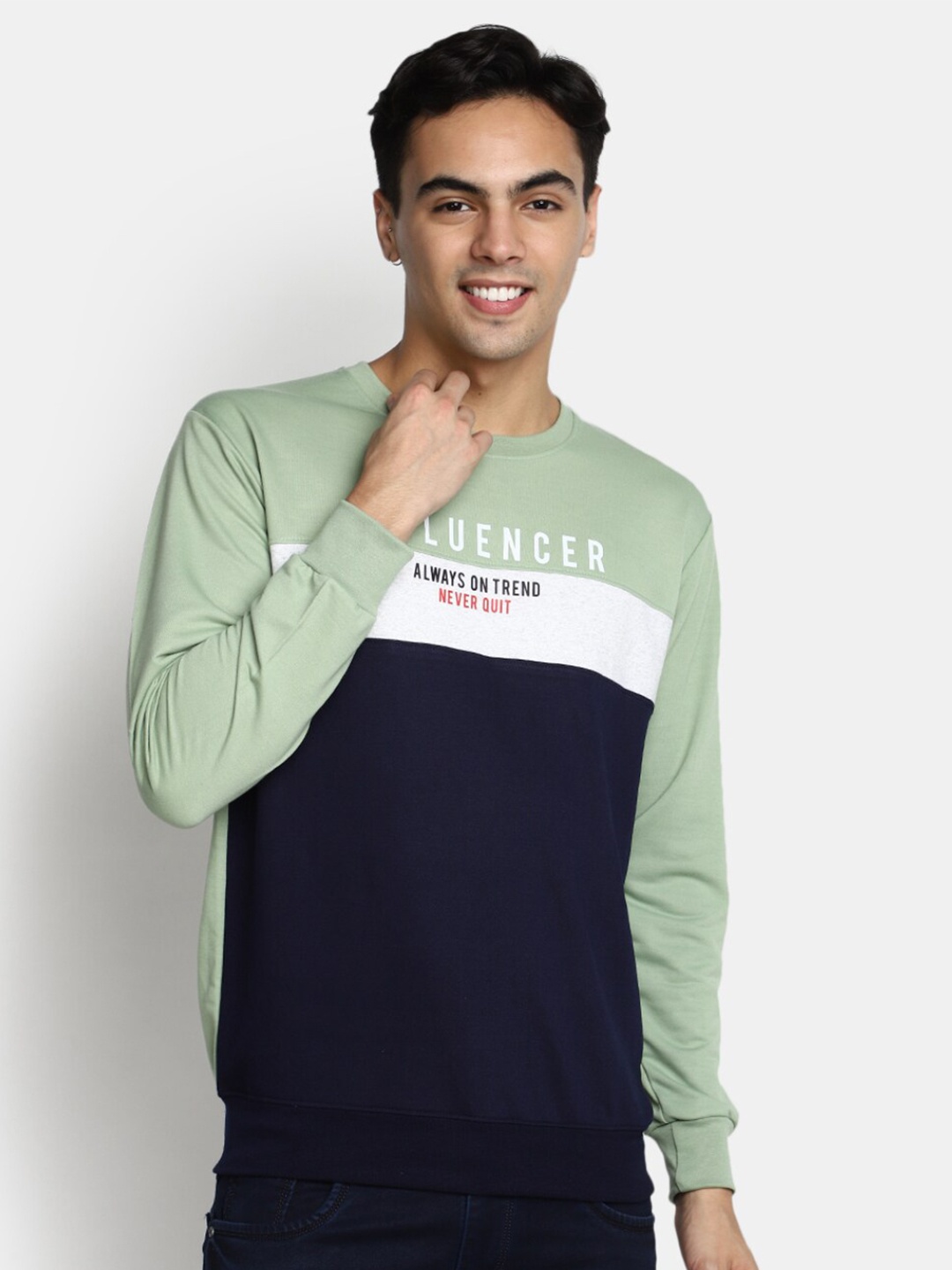 

V-Mart Colourblocked Cotton T-shirt, Blue