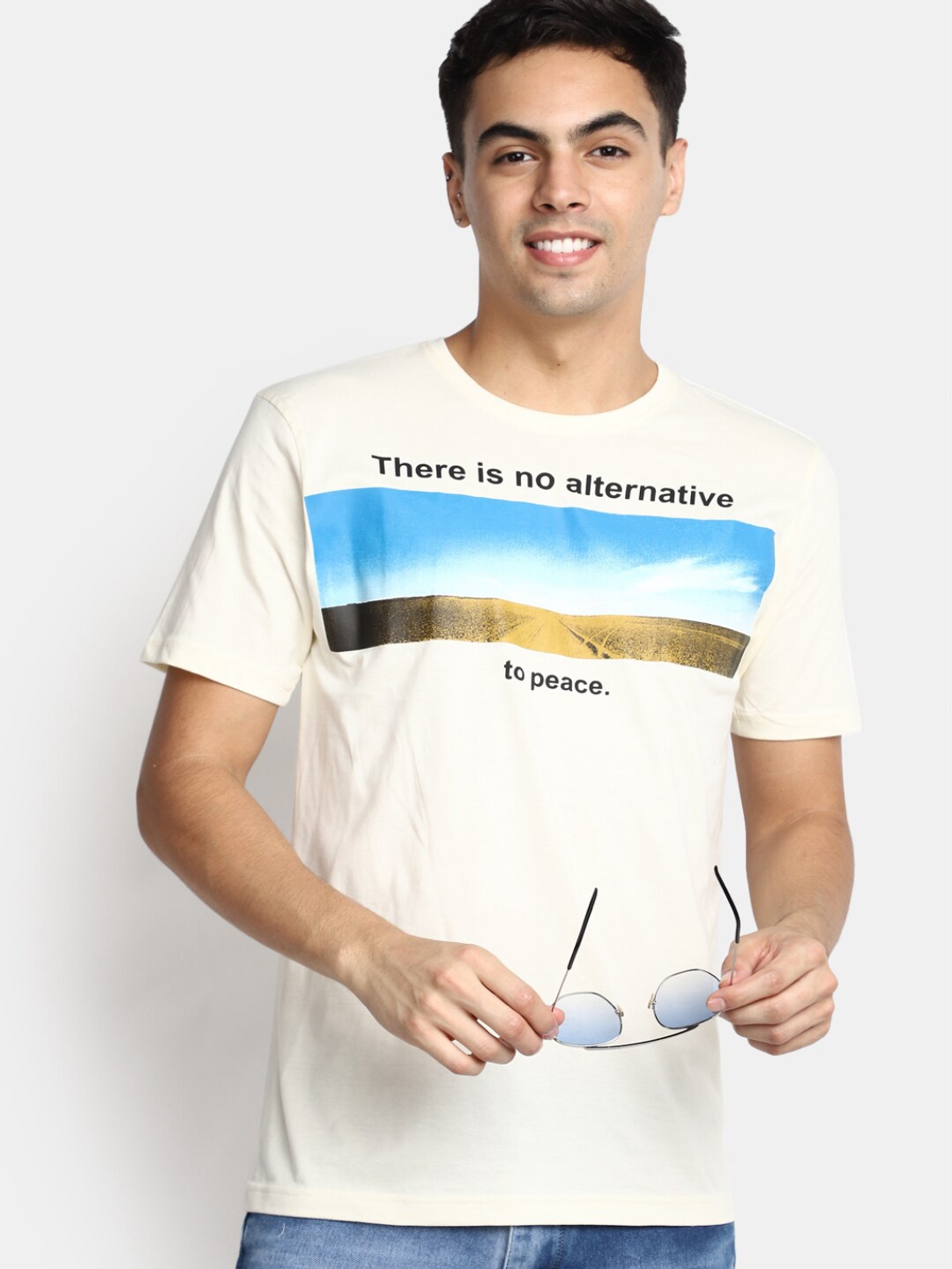 

V-Mart Graphic Printed Cotton T-Shirt, Off white
