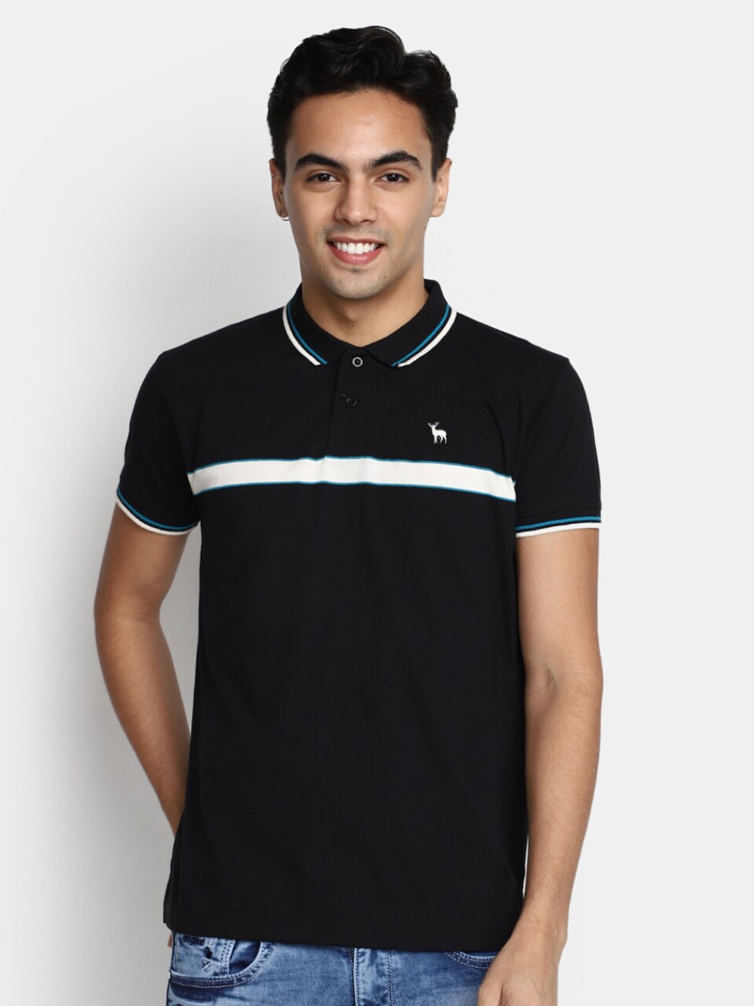 

V-Mart Polo Collar Cotton T-Shirt, Black