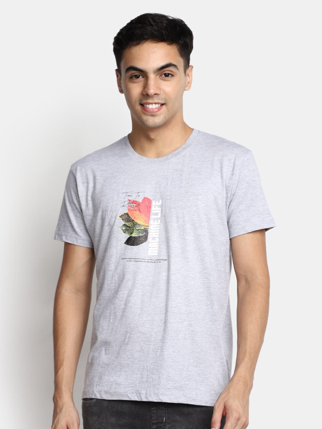 

V-Mart Graphic Printed Cotton T-Shirt, Grey