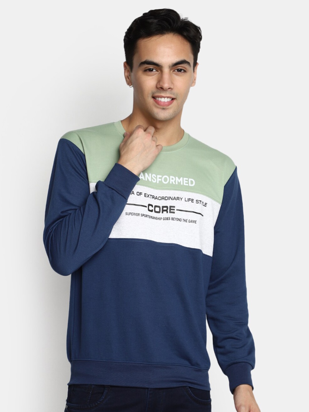 

V-Mart Typography Printed Cotton T-shirt, Green