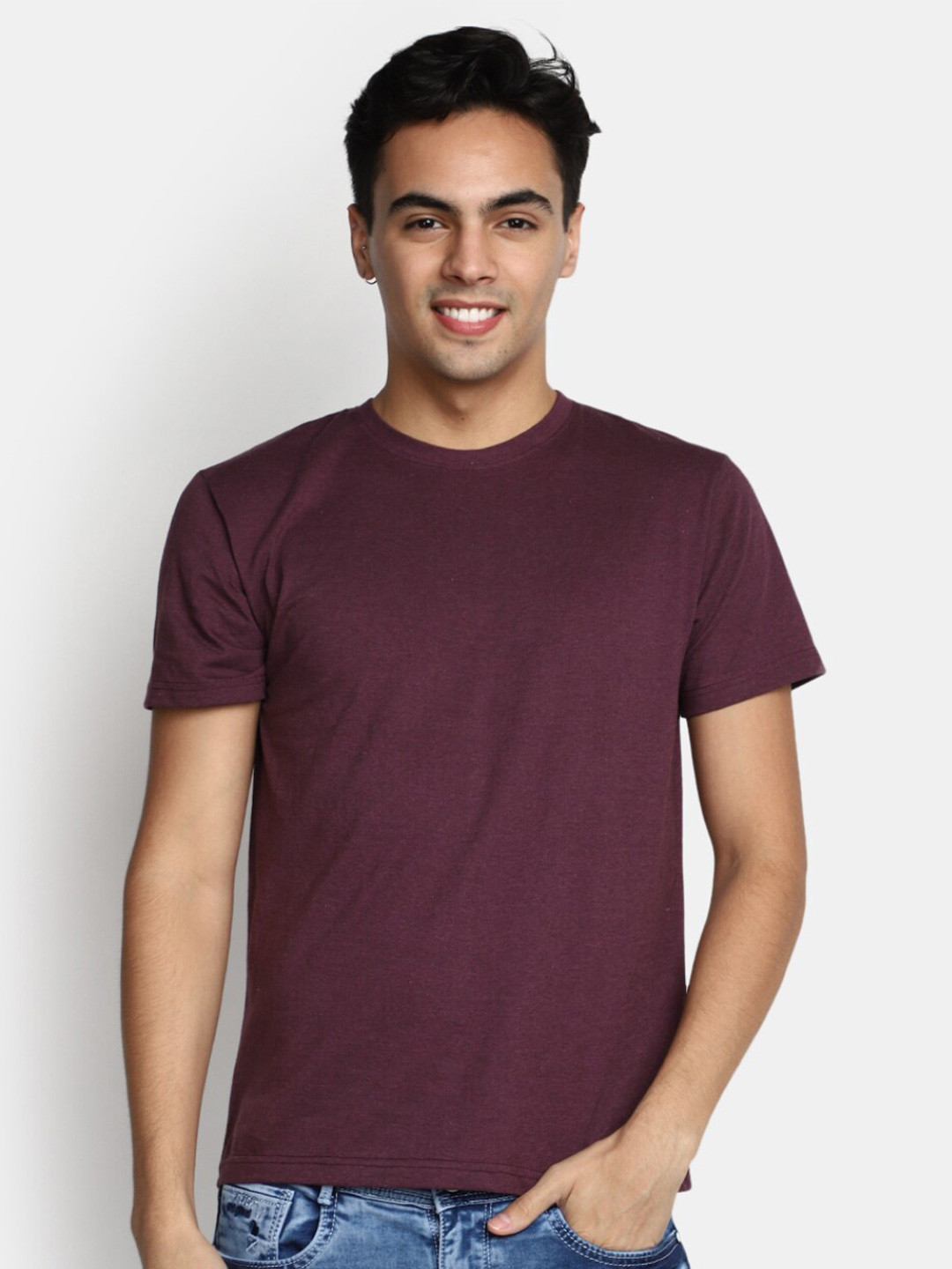 

V-Mart Cotton Round Neck T-shirt, Maroon