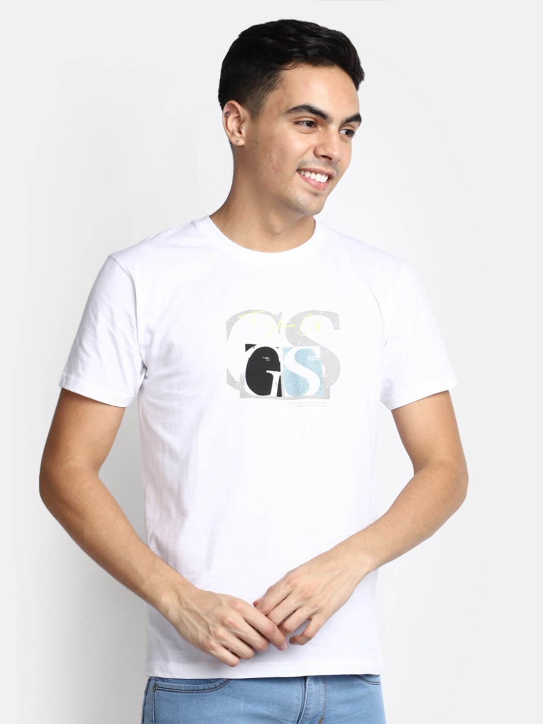 

V-Mart Graphic Printed Cotton T-shirt, White