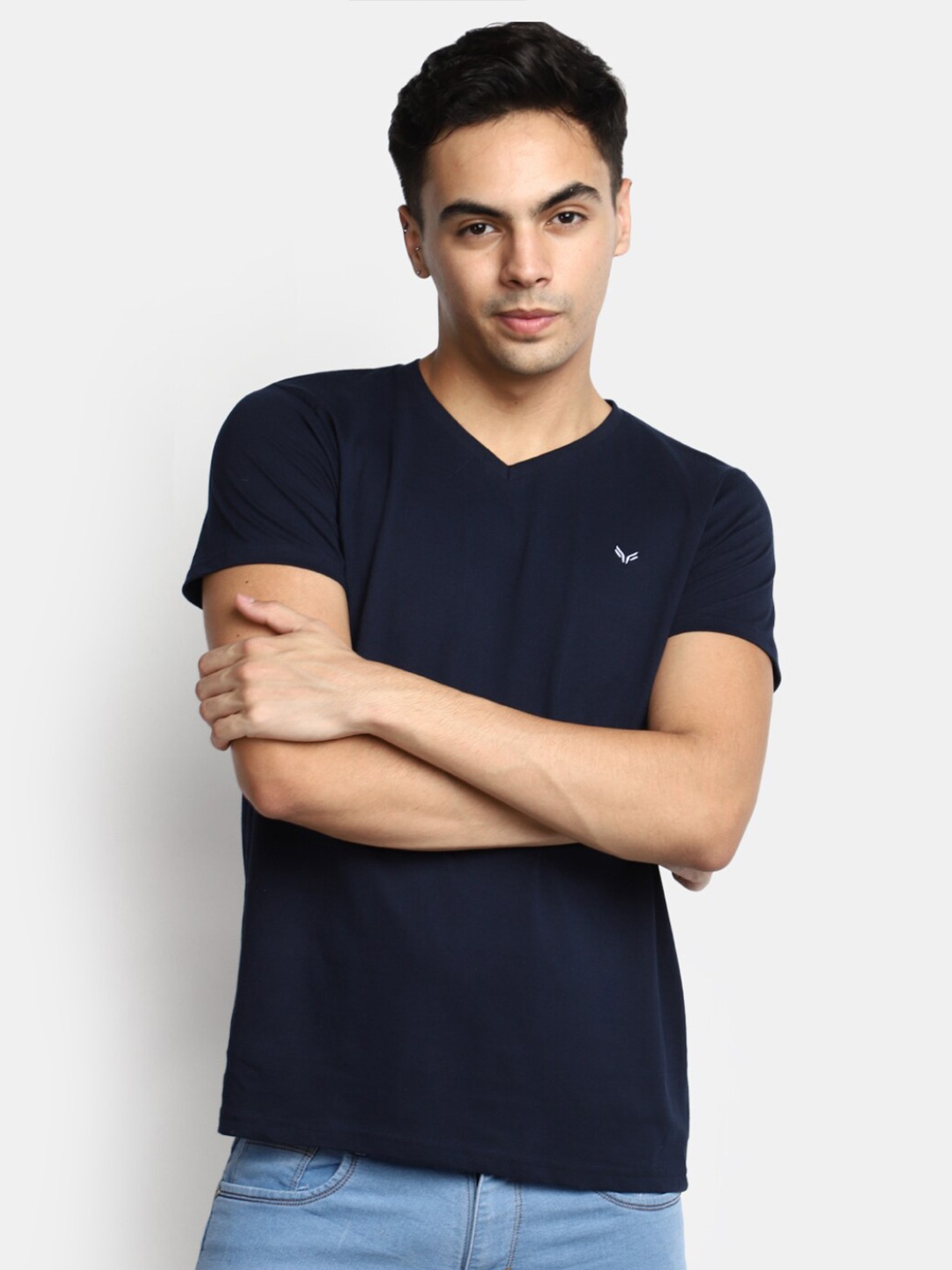 

V-Mart Cotton V-Neck Slim Fit T-shirt, Navy blue