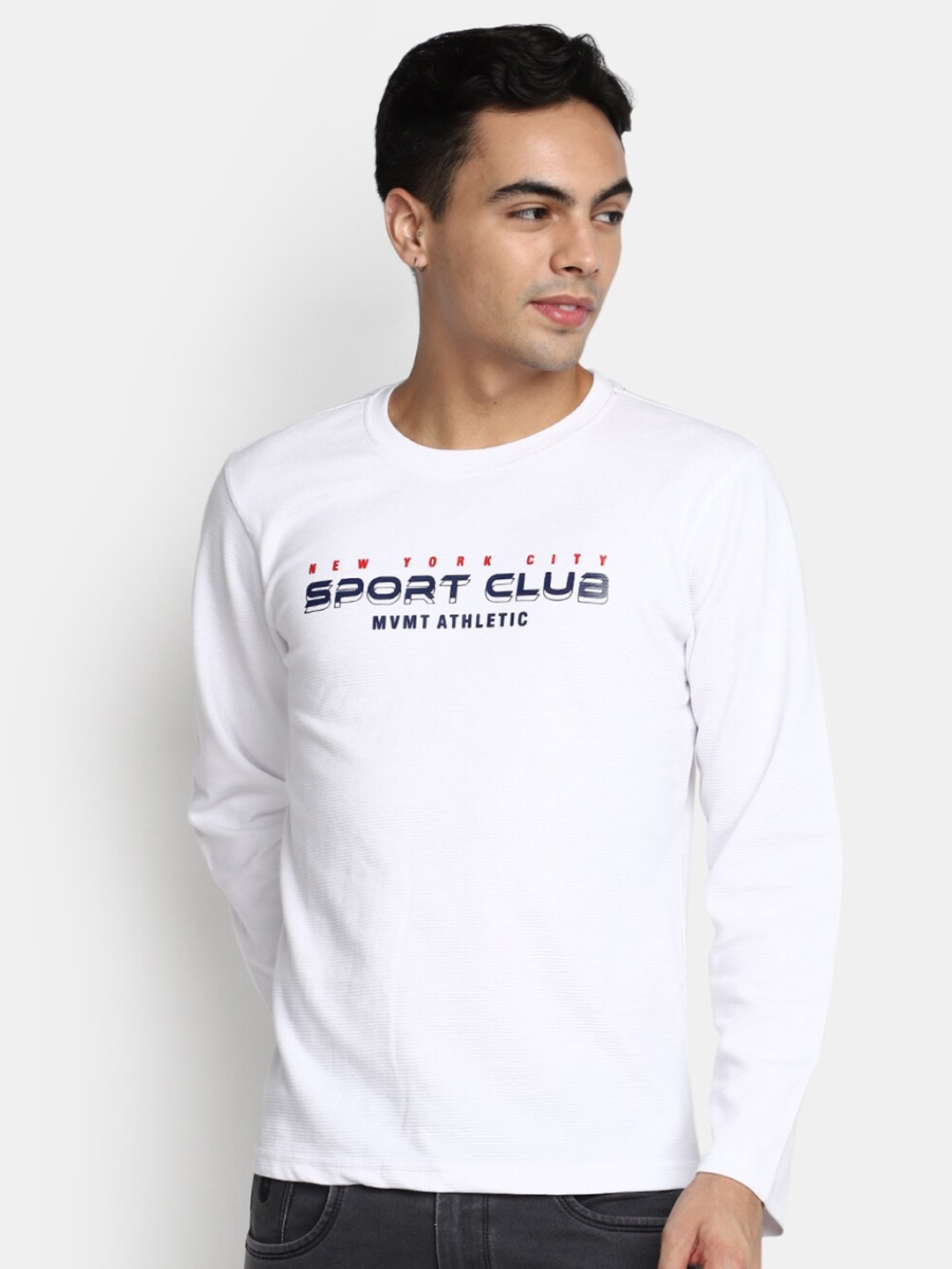 

V-Mart Typography Printed Slim Fit Cotton T-shirt, White
