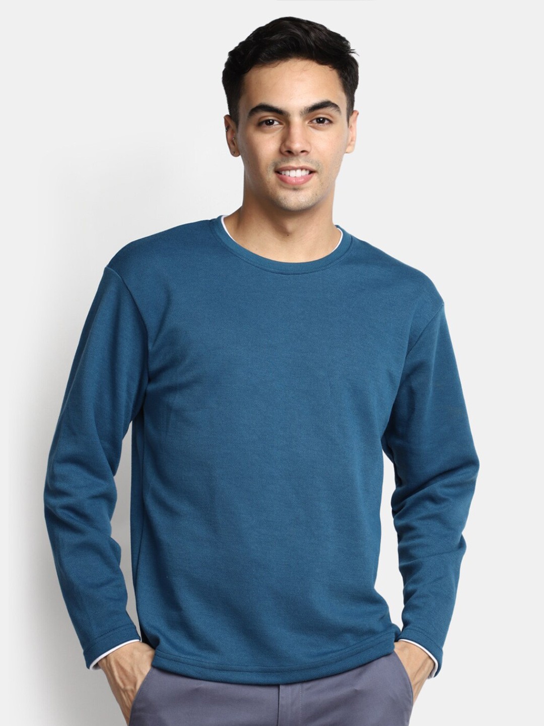 

V-Mart Long Sleeves Cotton Casual T-shirt, Blue