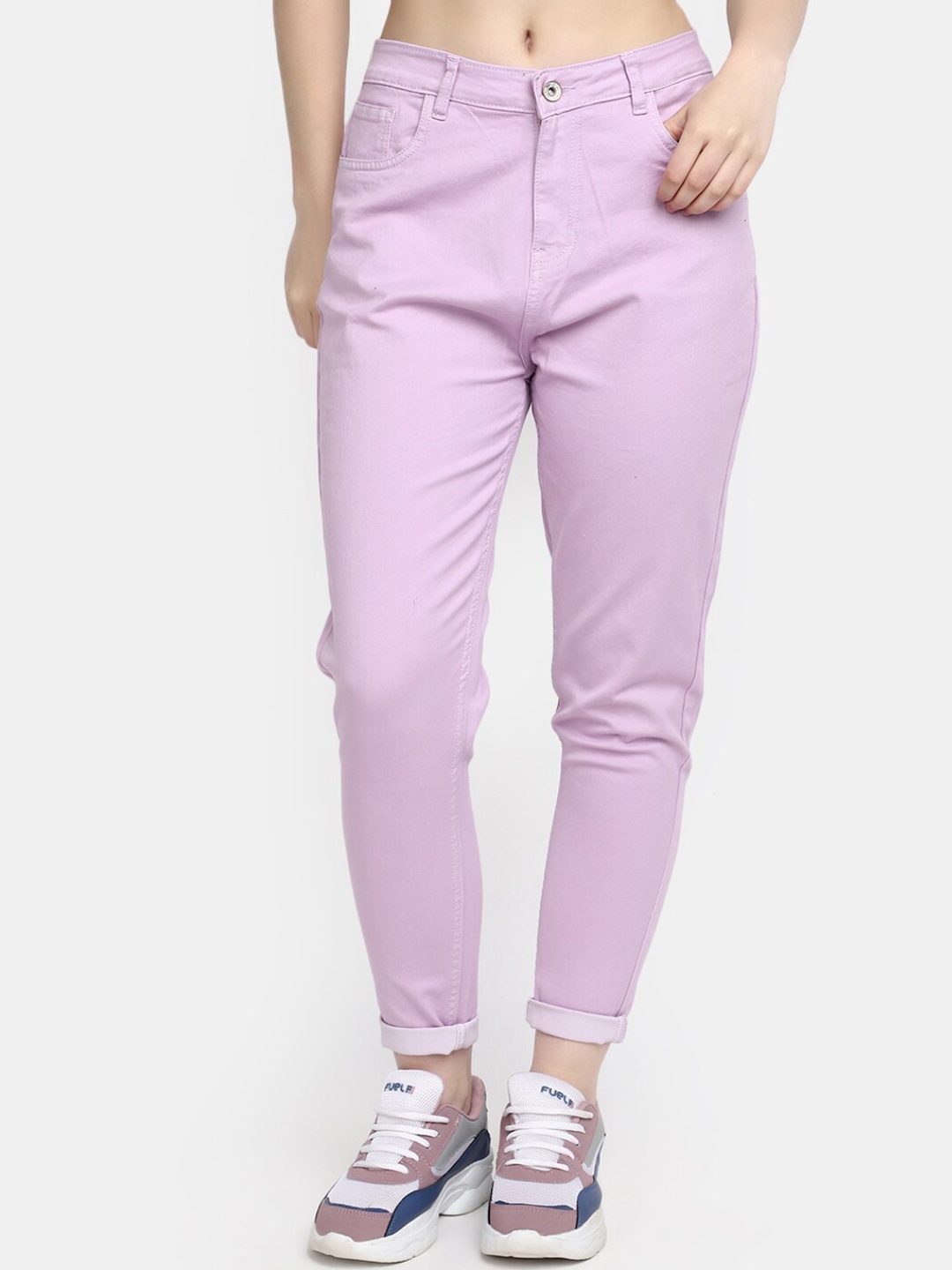 

V-Mart Women Regular Fit Cotton Jeans, Lavender