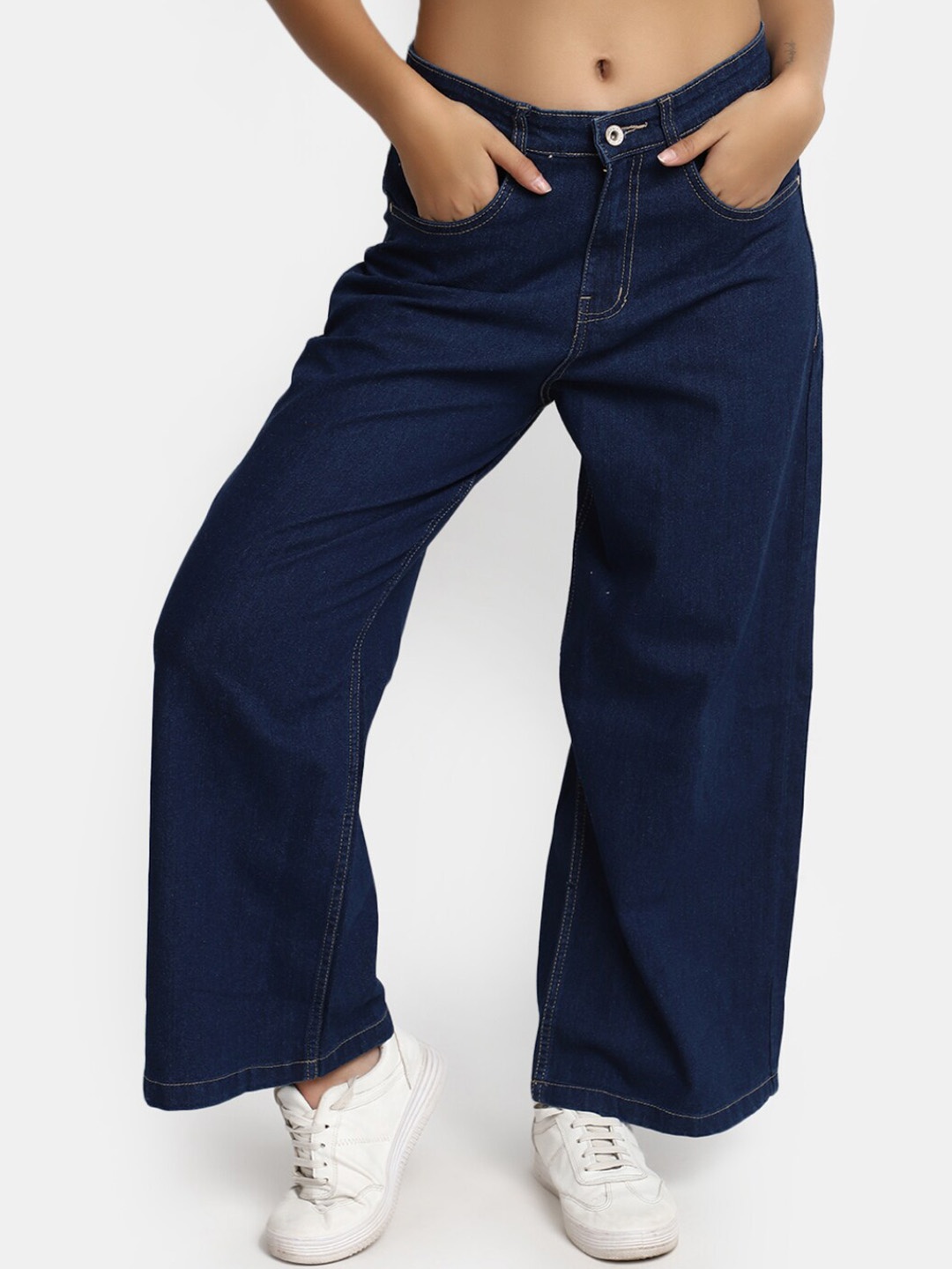 

V-Mart Women Clean Look Mid Rise Cotton Jeans, Blue