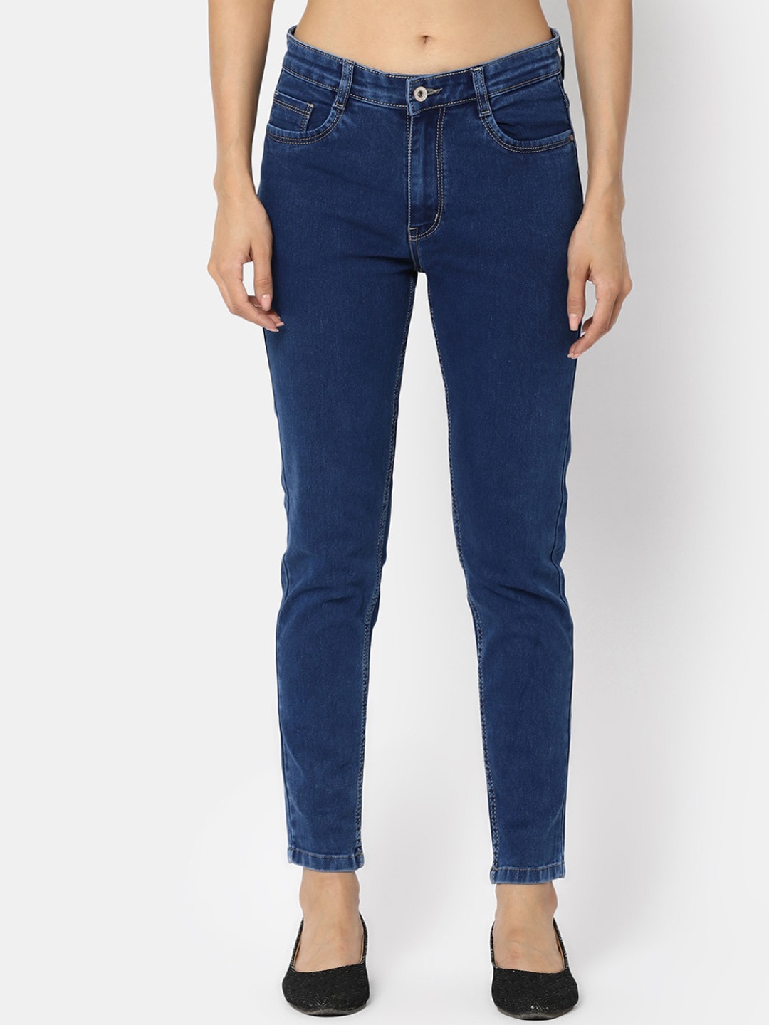 

V-Mart Women Clean Look High Rise Cotton Jeans, Blue