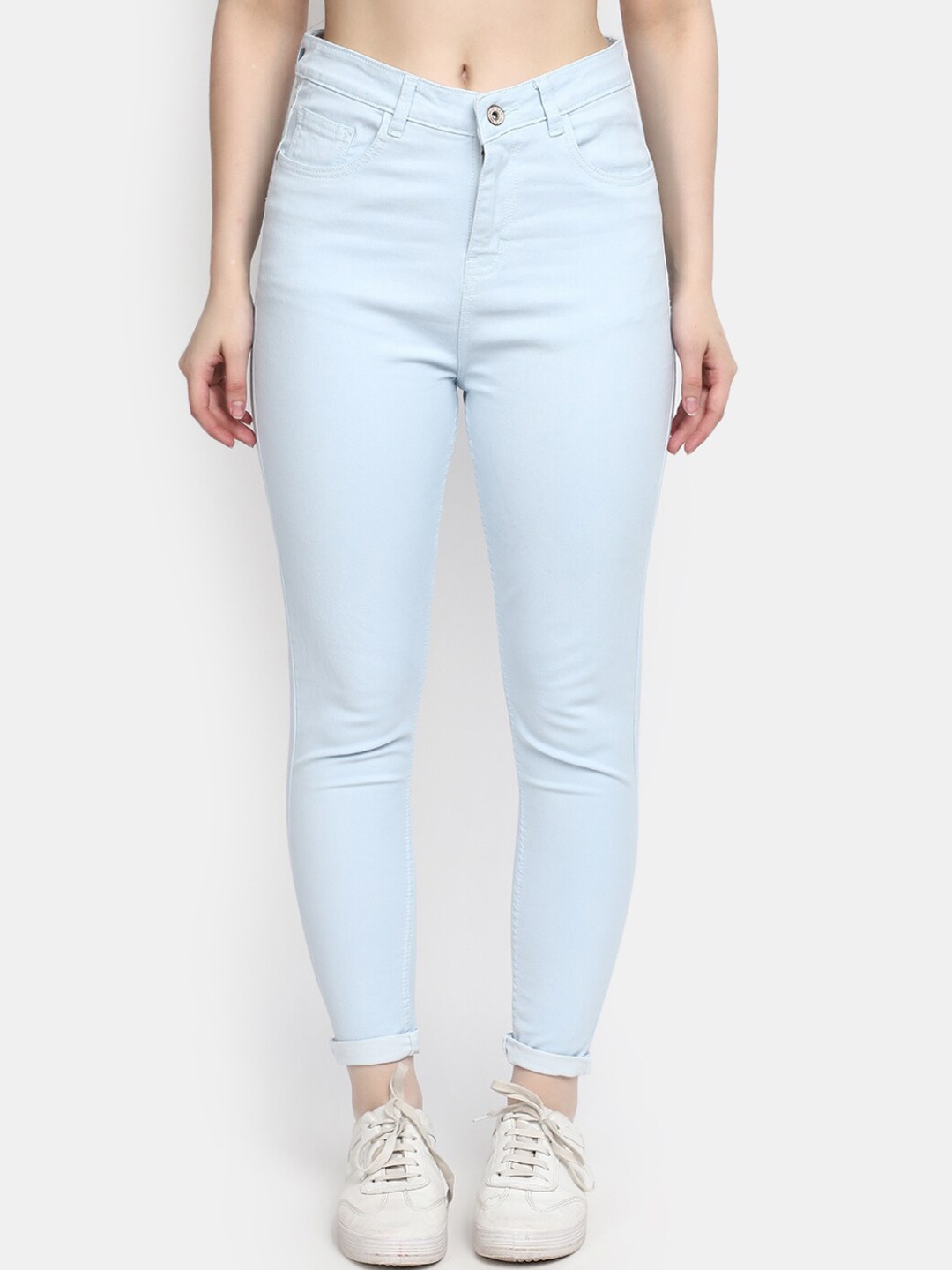 

V-Mart Women Clean Look High Rise Cotton Jeans, Blue