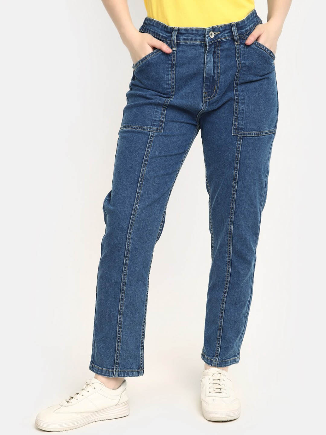 

V-Mart Women High Rise Clean Look Cotton Jeans, Blue