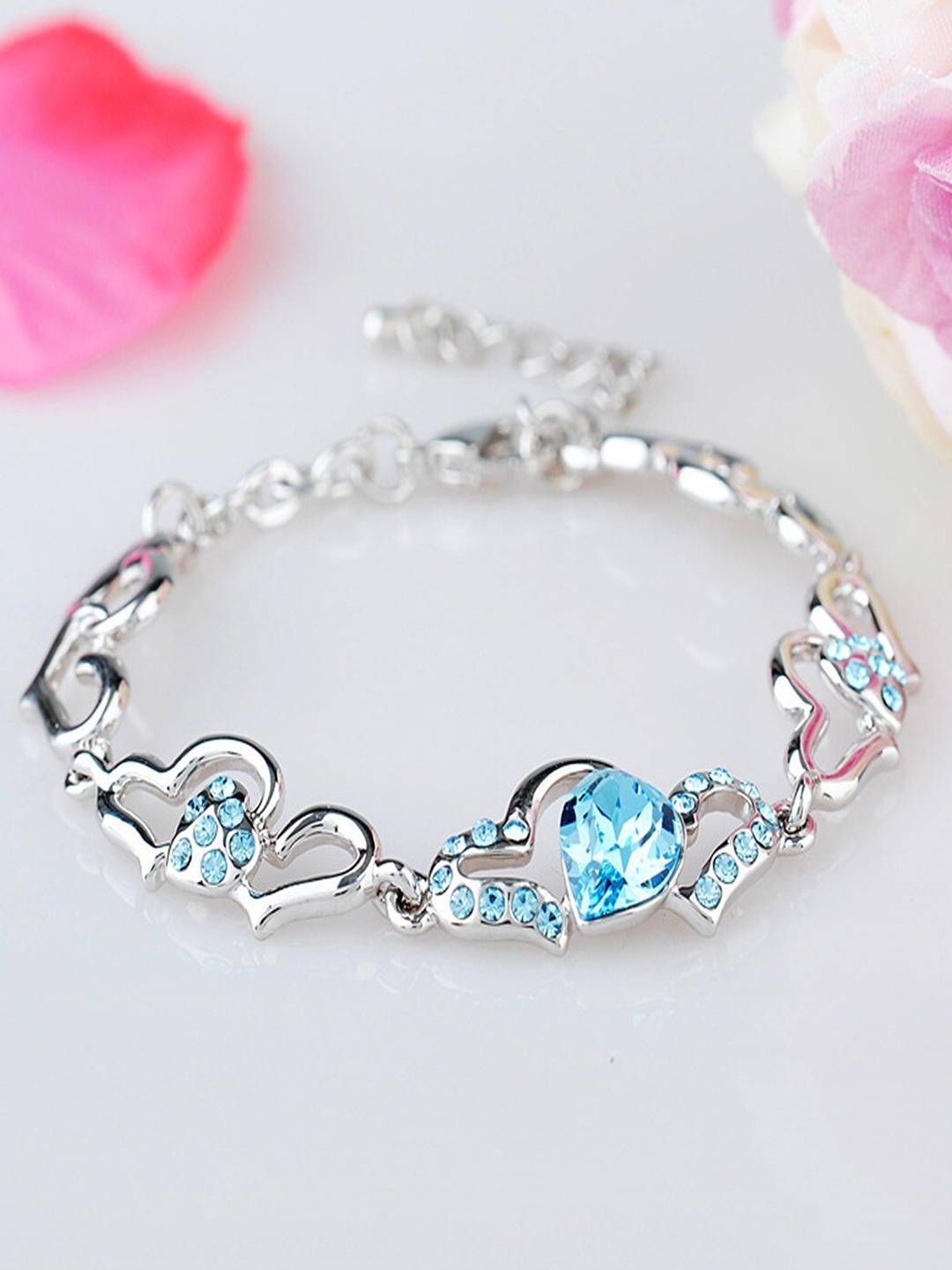 

UNIVERSITY TRENDZ Silver-Plated Crystal Link Bracelet