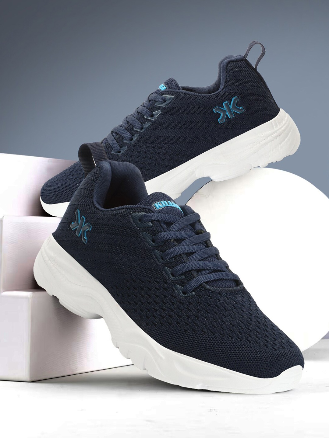 

Killer Men Textile Flyknit Running Shoes, Navy blue