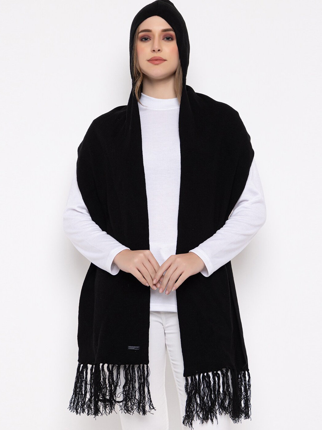 

513 Acrylic Scarves With Attached Muffler Cap, Black