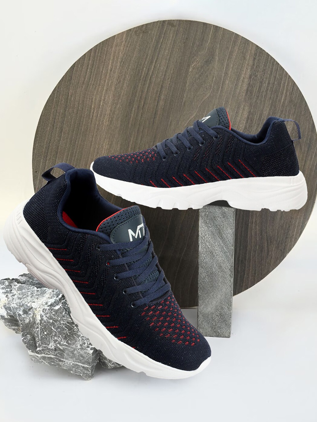 

M7 by Metronaut Men Textile Flyknit Running Shoes, Navy blue