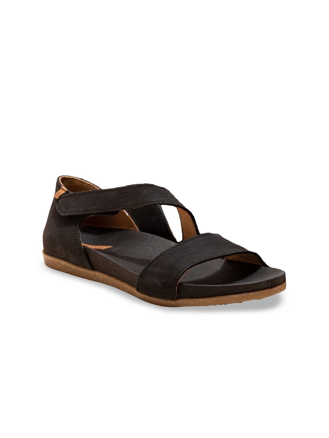 

El Naturalista Open Toe Leather Flatform Heels, Black