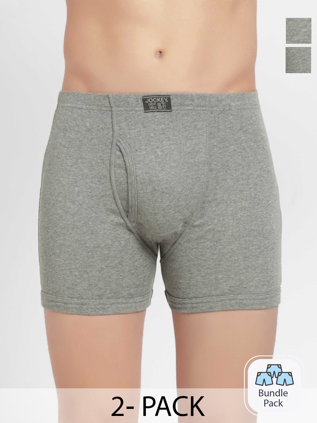 

Jockey Men Pack Of 2 Inner Elastic Trunk 11036660-3, Grey melange