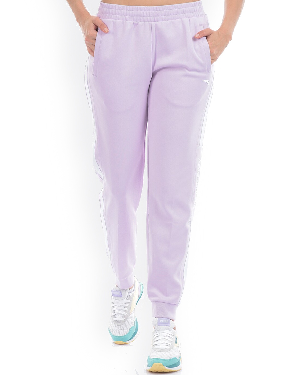

Anta Women Relaxed Fit Mid-Rise Joggers, Purple