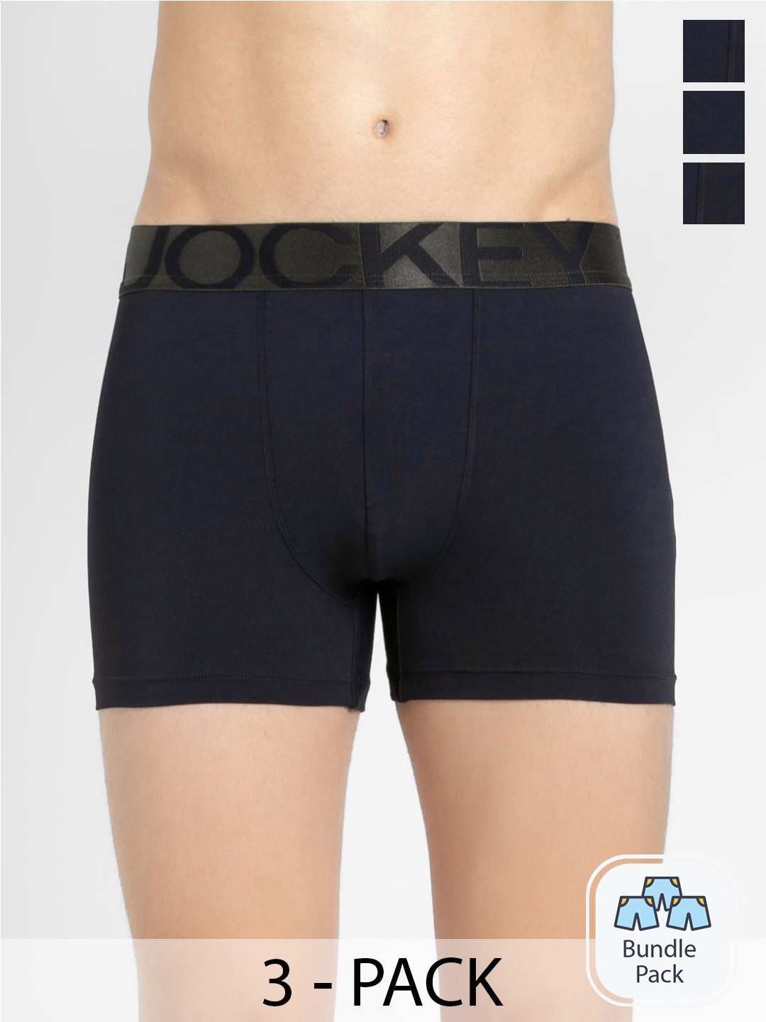 

Jockey Men Pack Of 3 Outer Elastic Trunk 11036420-3, Navy blue