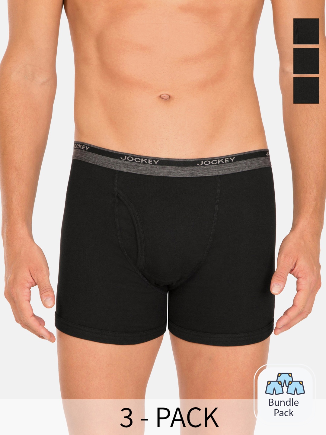 

Jockey Men Pack Of 3 Outer Elastic Trunk 9866859-3, Black