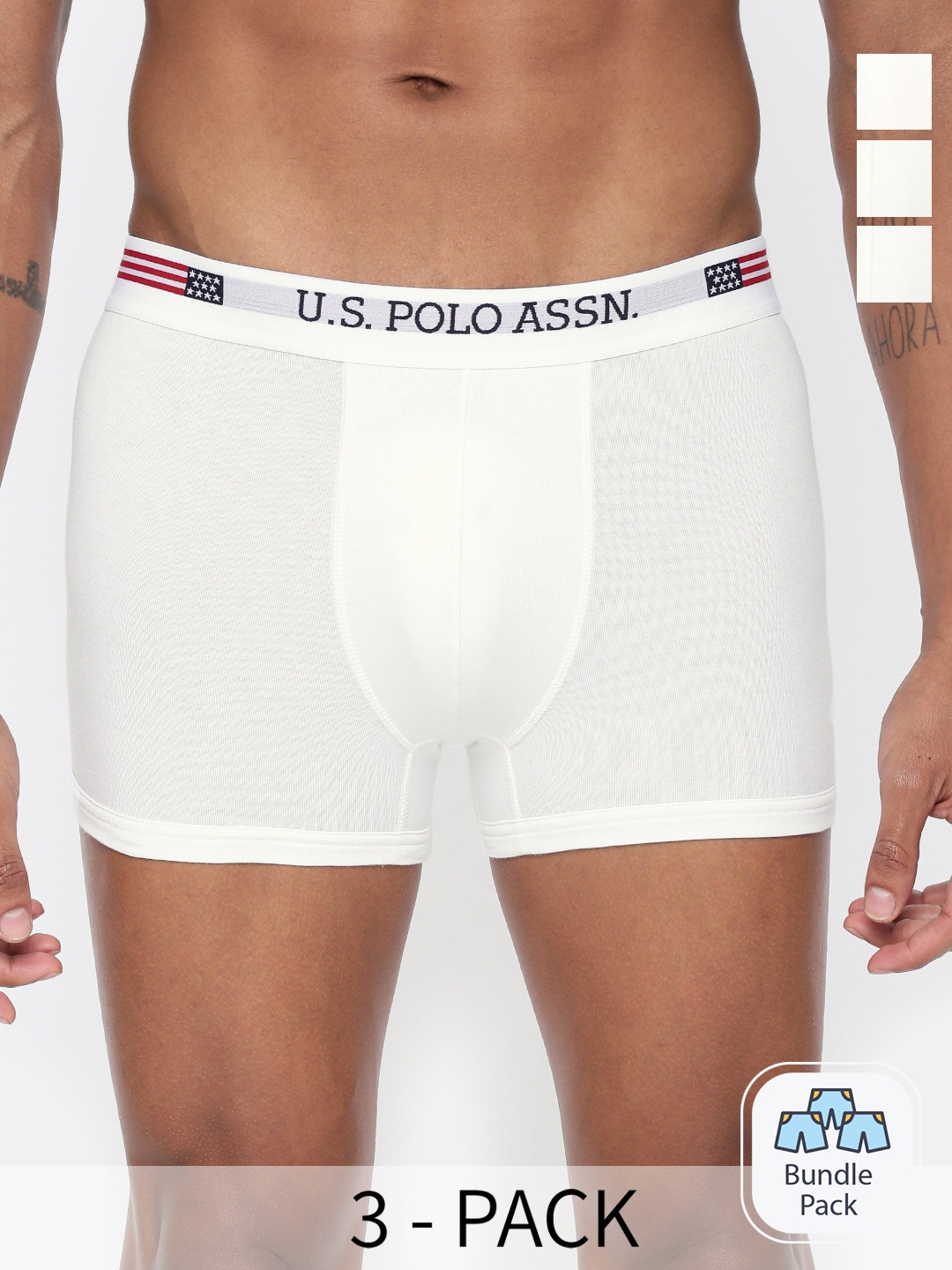 

U.S. Polo Assn. Men Pack Of 3 Outer Elastic Trunk 9168717-3, White