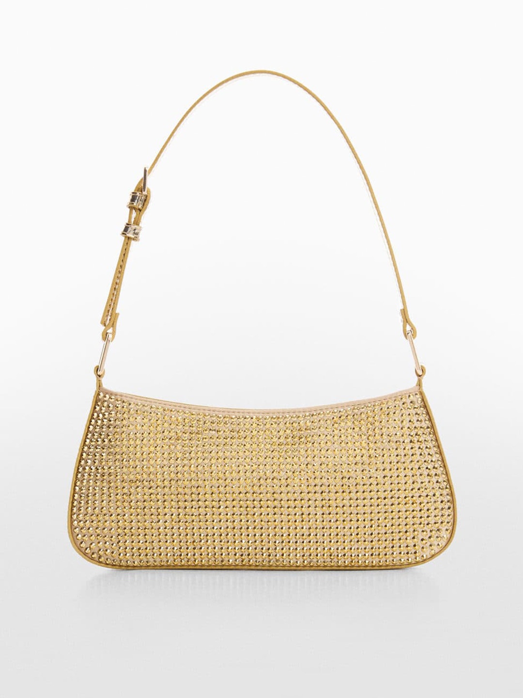 

MANGO Rhinestones Embellished Structured Small Party Shoulder Bag, Gold