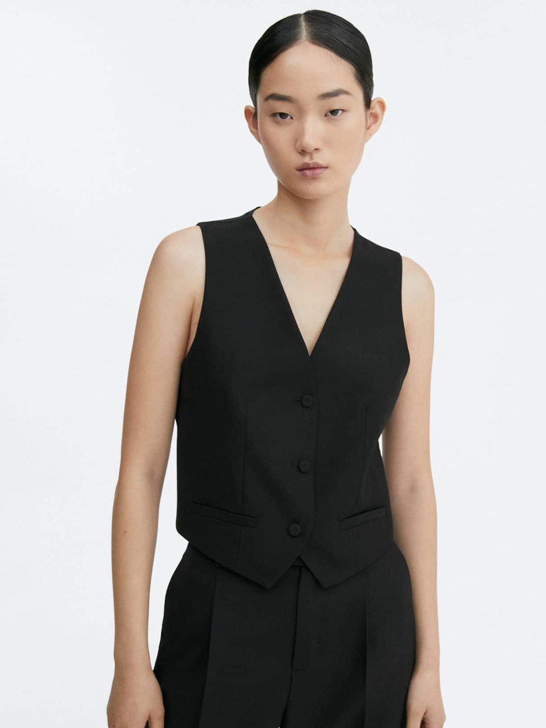 

MANGO Slim Fit Sleeveless Formal Waistcoat, Black