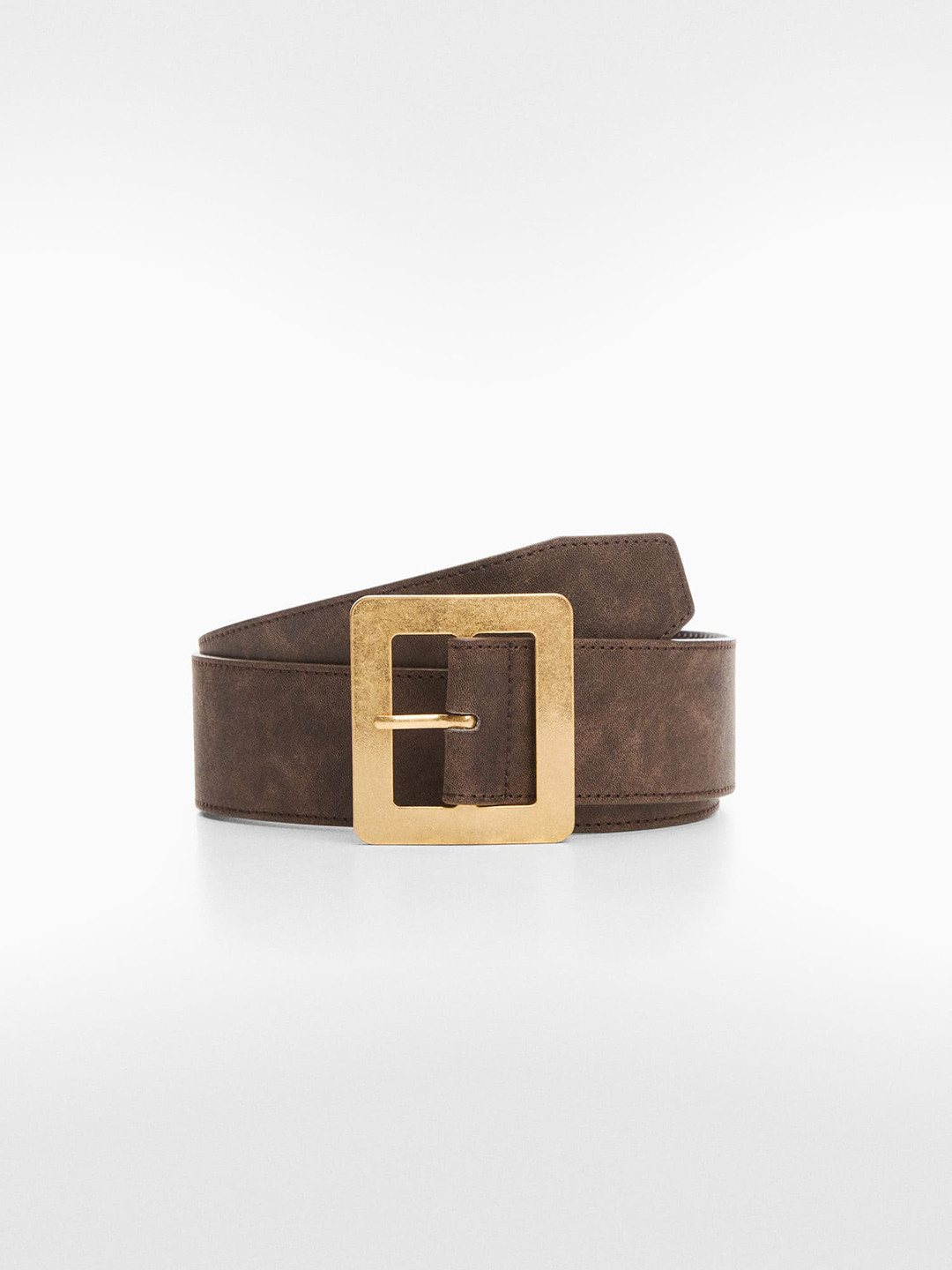

MANGO Women Wide PU Belt, Brown