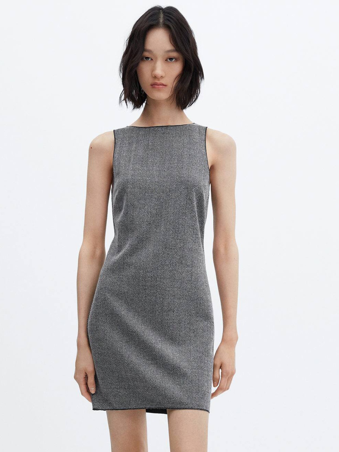 

MANGO Sheath Knitted Mini Dress, Black