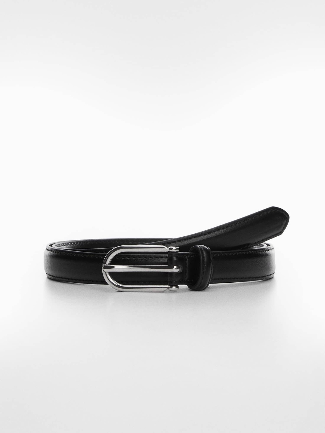 

MANGO Women Slim PU Belt, Black