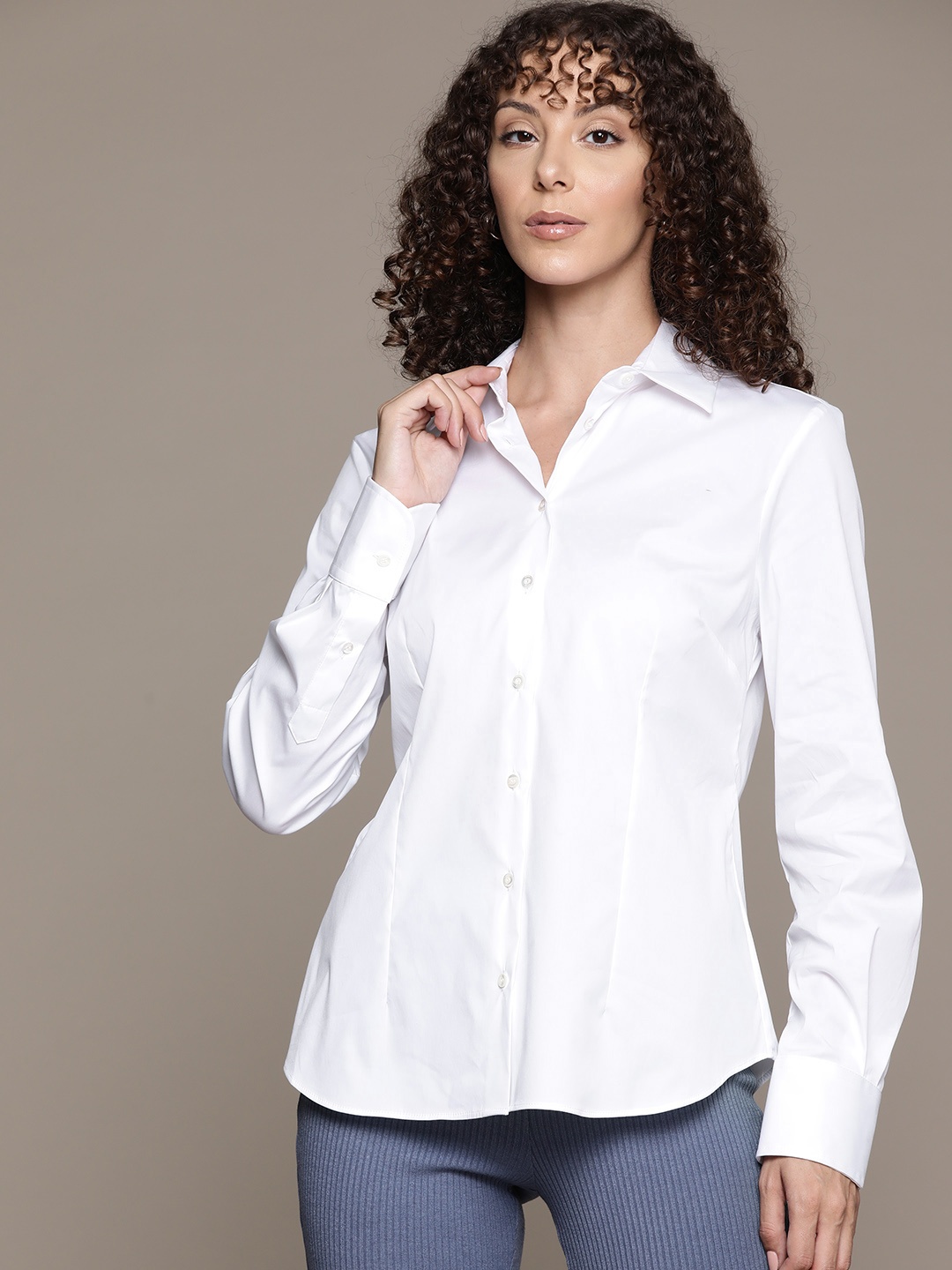

MANGO Solid Casual Shirt, White