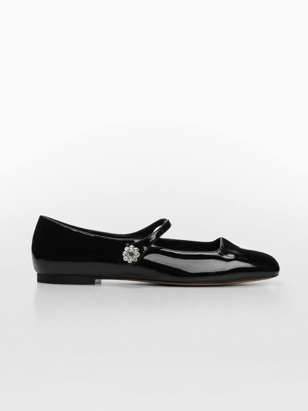 

MANGO Women Square-Toe Mary Jane Ballerinas, Black