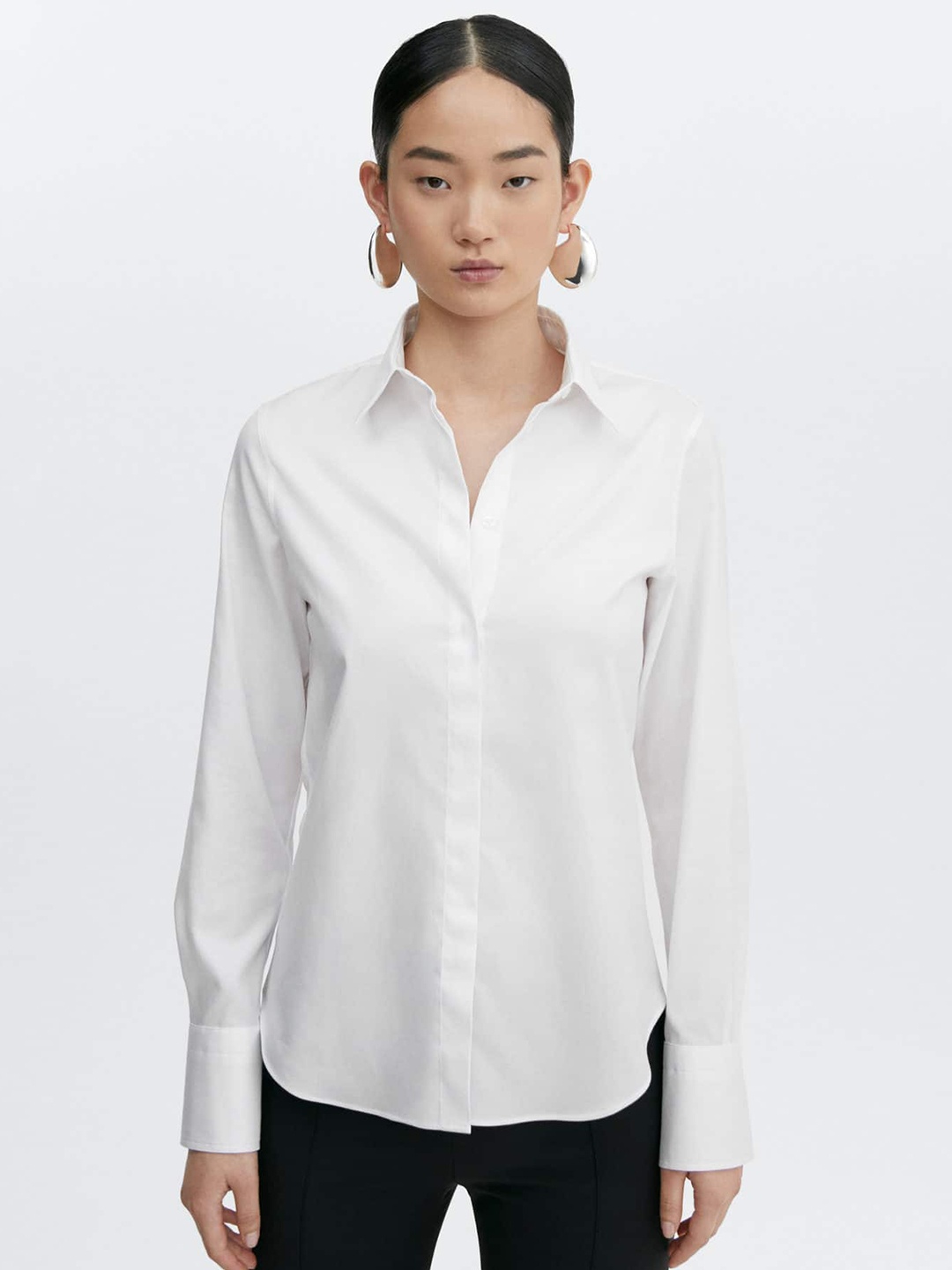 

MANGO Slim Fit Poplin Casual Shirt, White