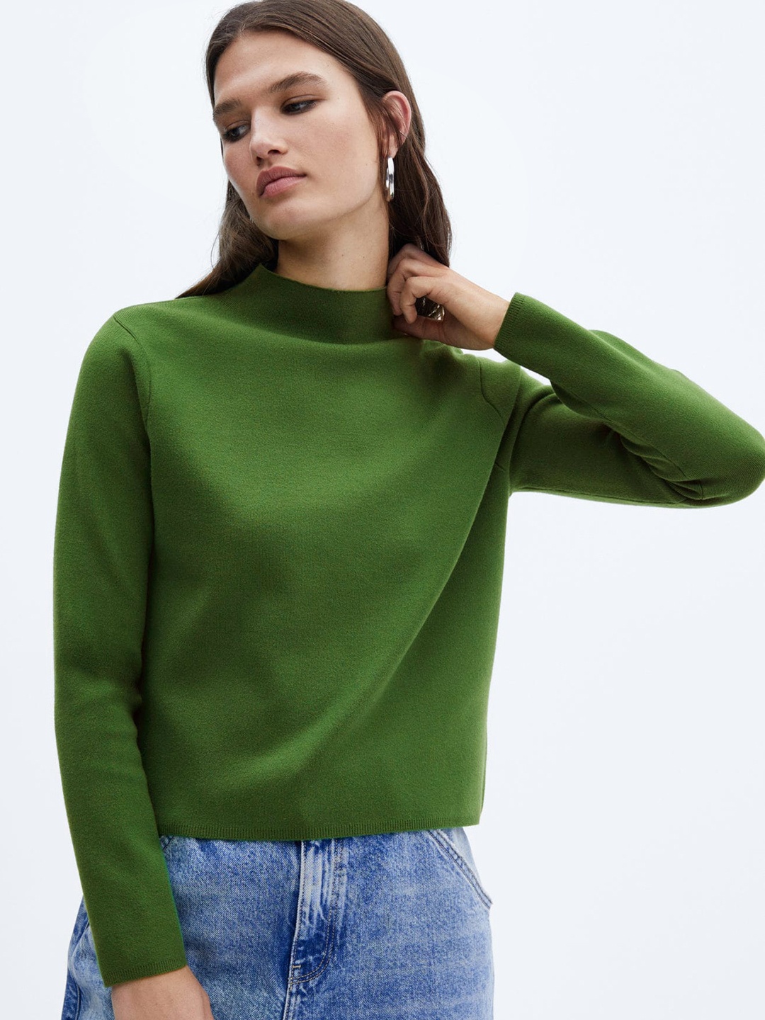 

MANGO High Neck Pullover, Green