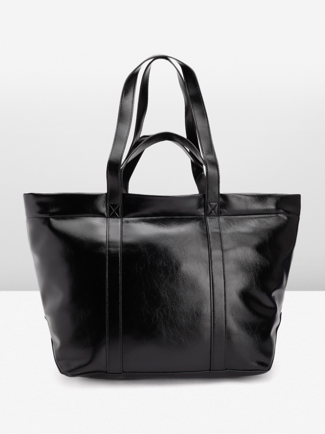 MANGO Oversized Shopper Tote Bag, Black
