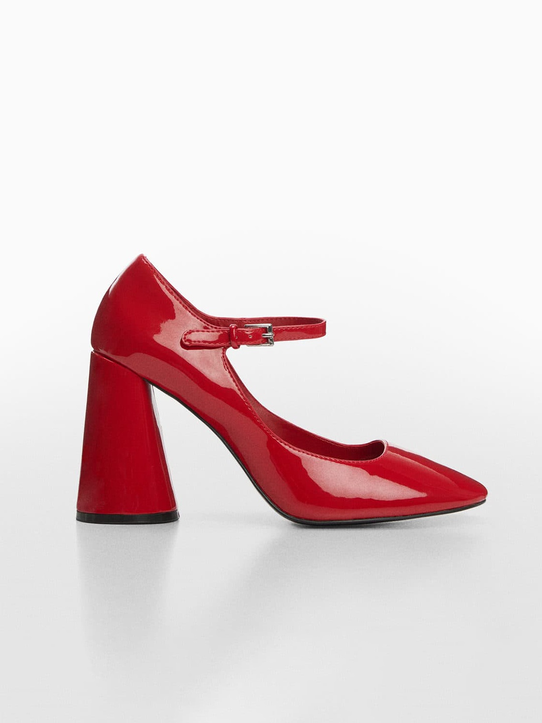 

MANGO Round-Toe Block Heel Mary Janes, Red