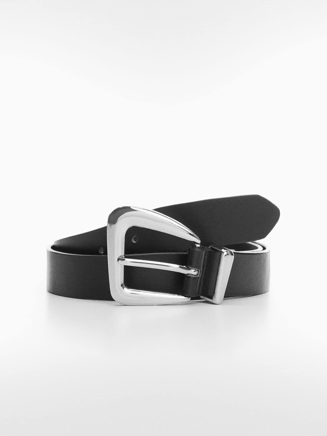 

MANGO Women Asymmetric Buckle Wide Belt, Black