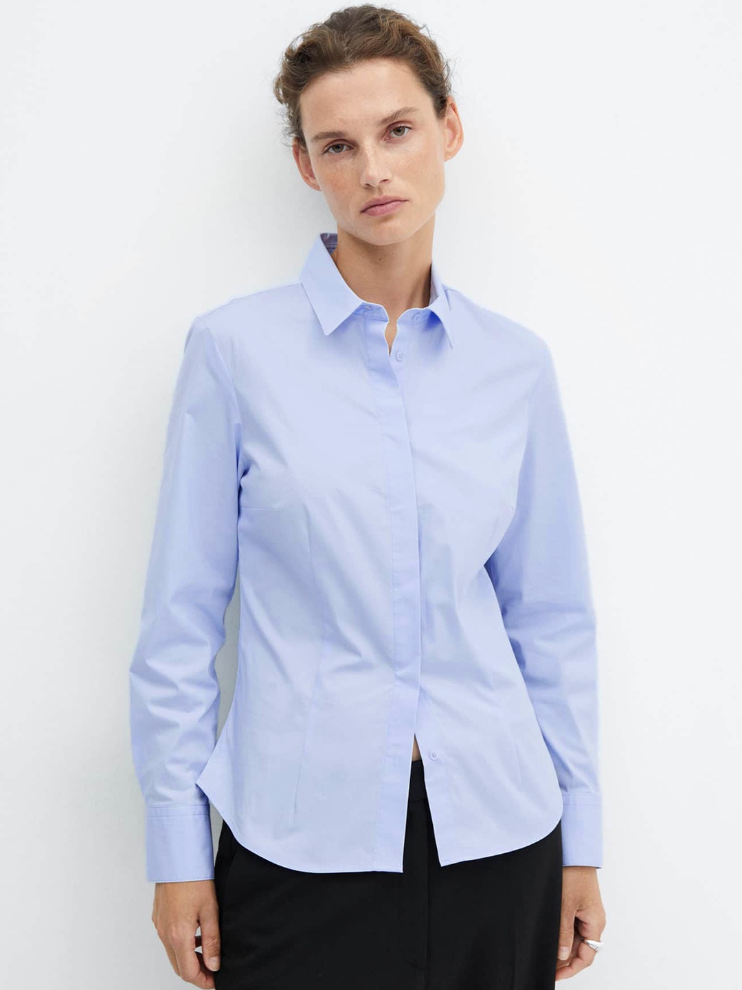 

MANGO Spread Collar Formal Shirt, Blue