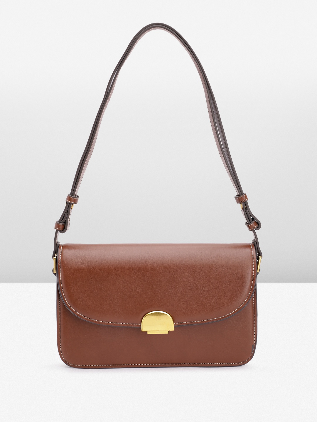 

MANGO Structured Shoulder Bag, Brown