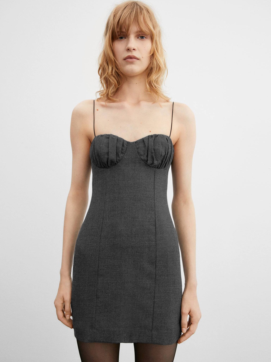 

MANGO Sheath Mini Dress, Charcoal