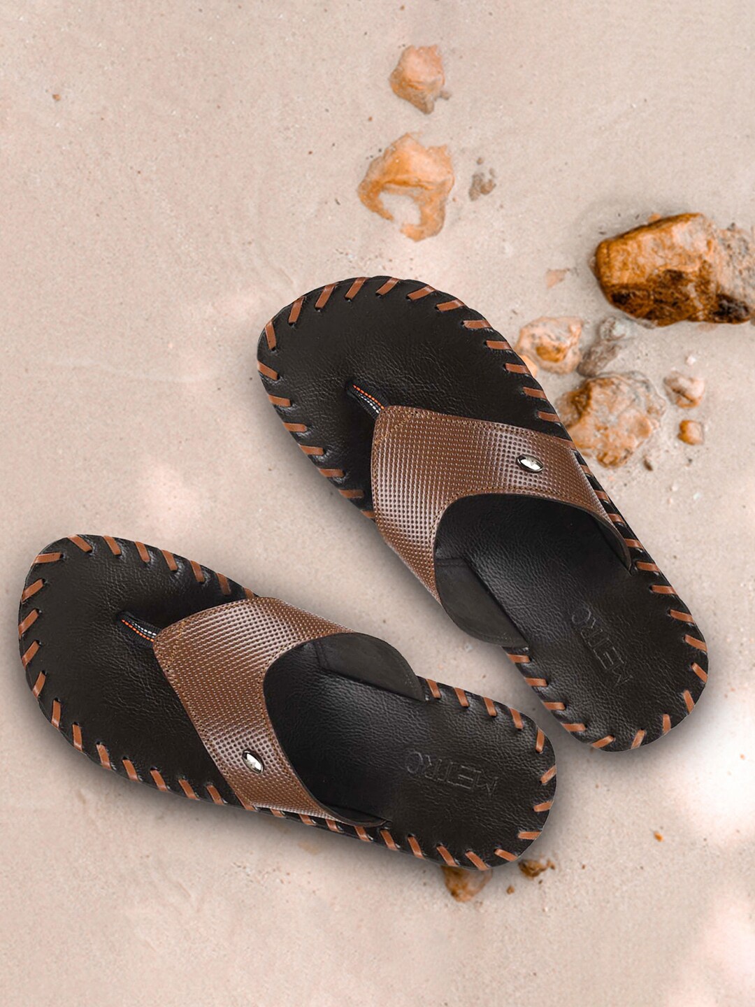 

Metro Men Textured Leather Comfort Sandals, Brown