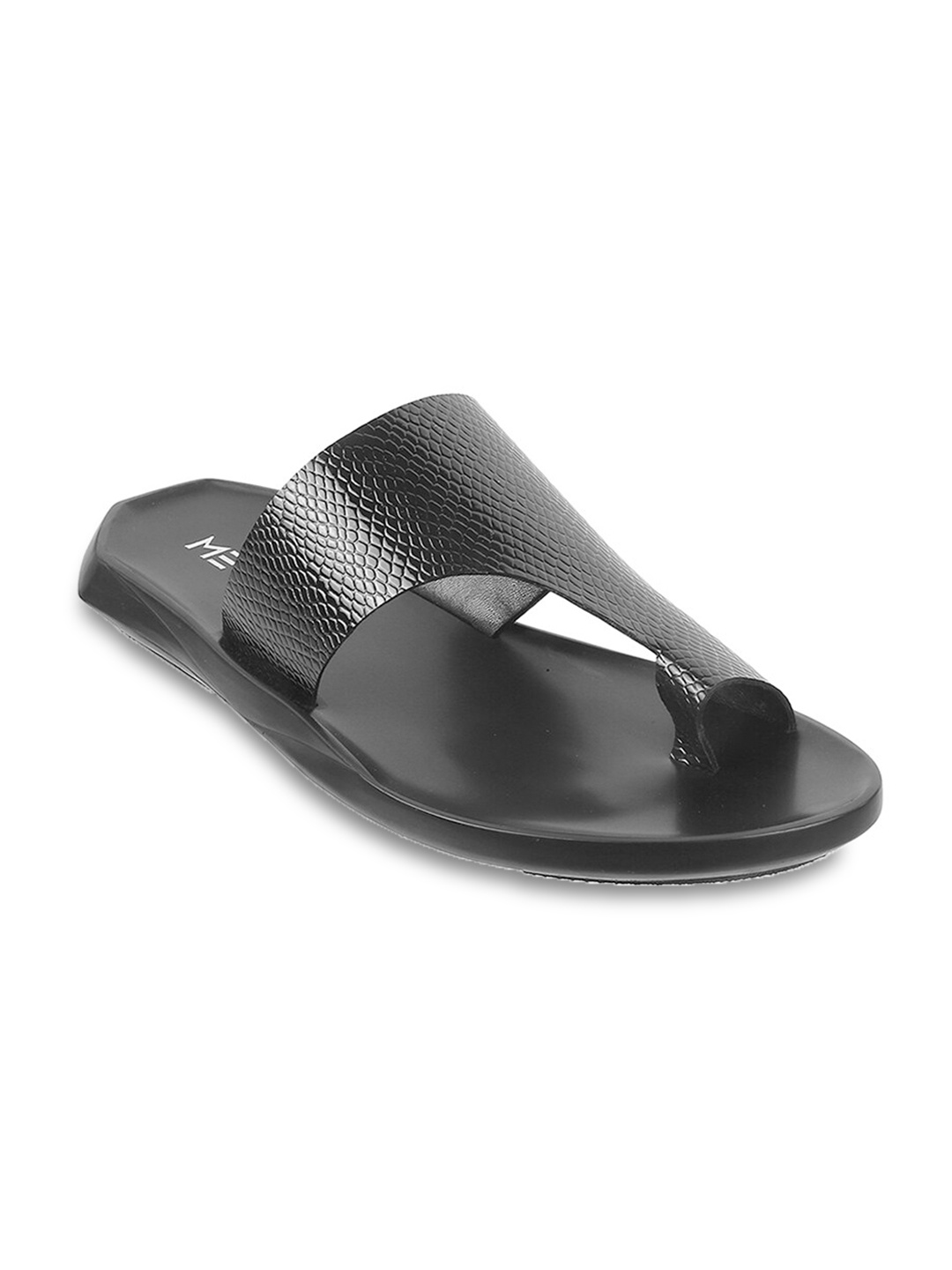Metro Men Textured Leather One Toe Comfort Sandals, Black