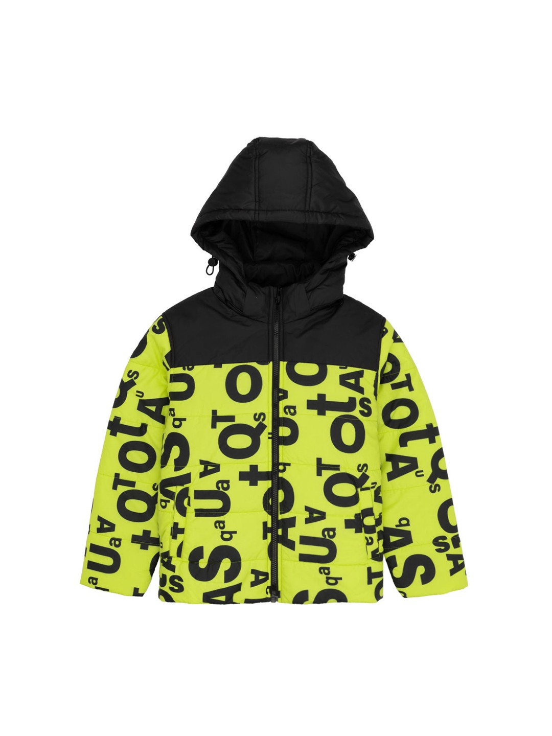 

Status Quo Boys Typography Printed Hooded Padded Jacket, Black