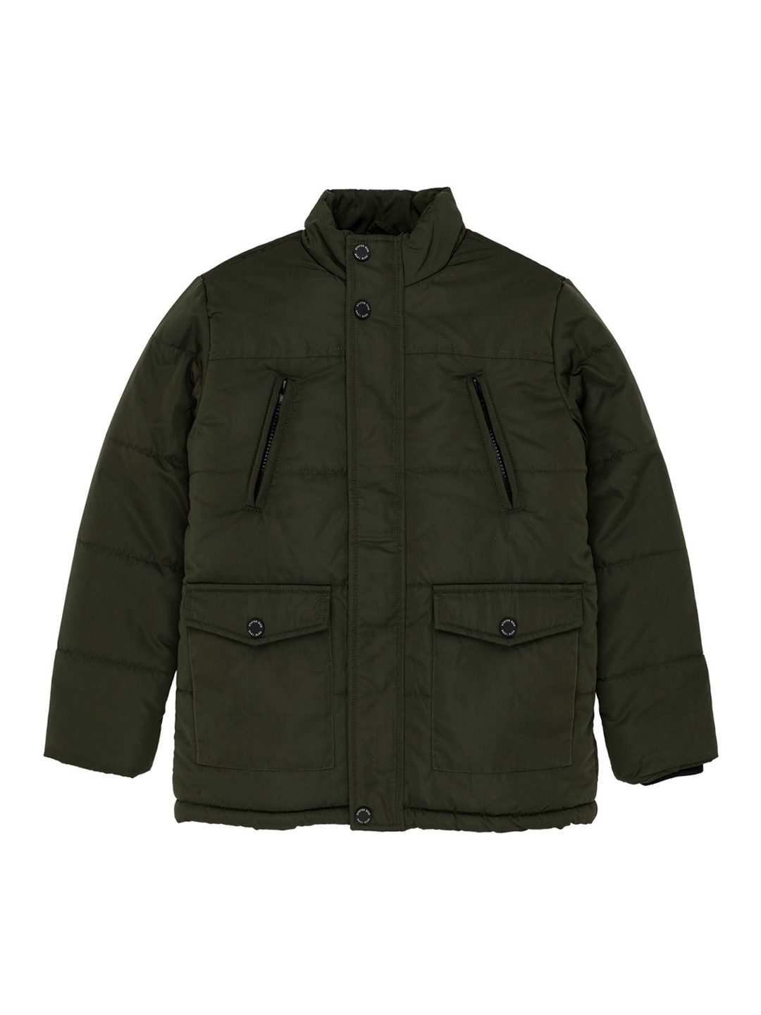 

Status Quo Boys Mock Collar Long Sleeves Padded Jacket, Olive