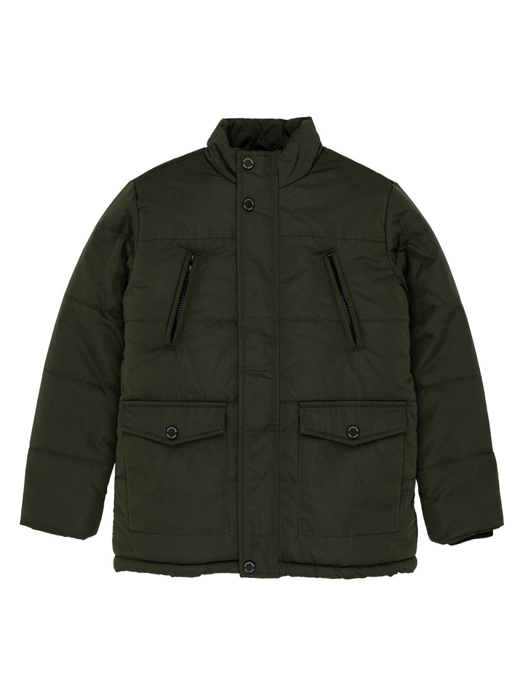 

Status Quo Boys Mock Collar Long Sleeves Padded Jacket, Olive