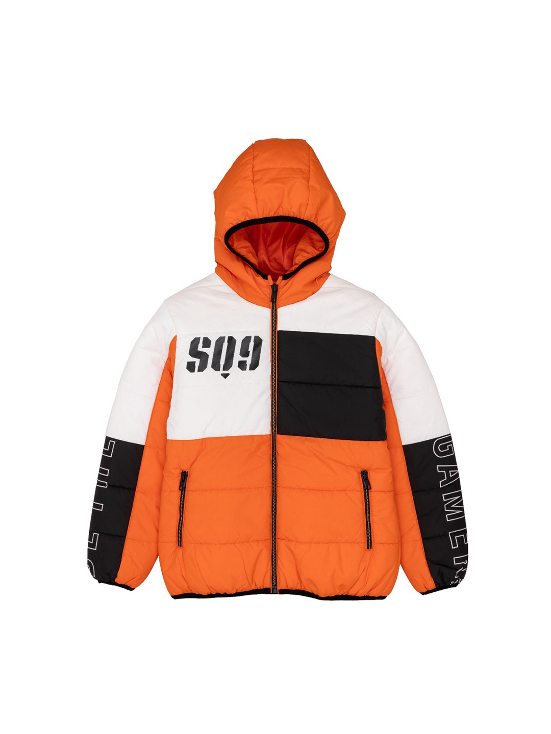 

Status Quo Boys Colourblocked Hooded Padded Jacket, Orange