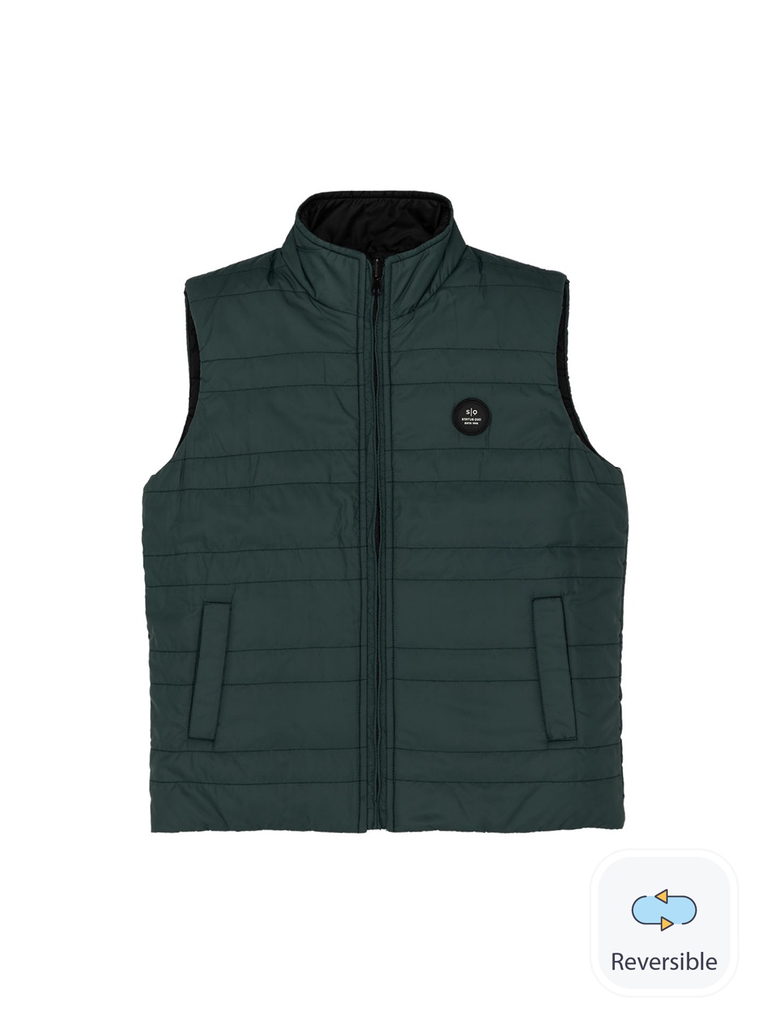 

Status Quo Boys Mock Collar Padded Jacket, Green