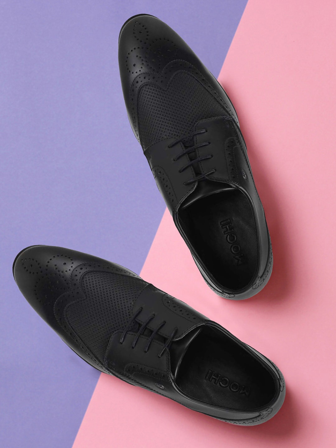 

Mochi Men Textured Formal Brogues, Black