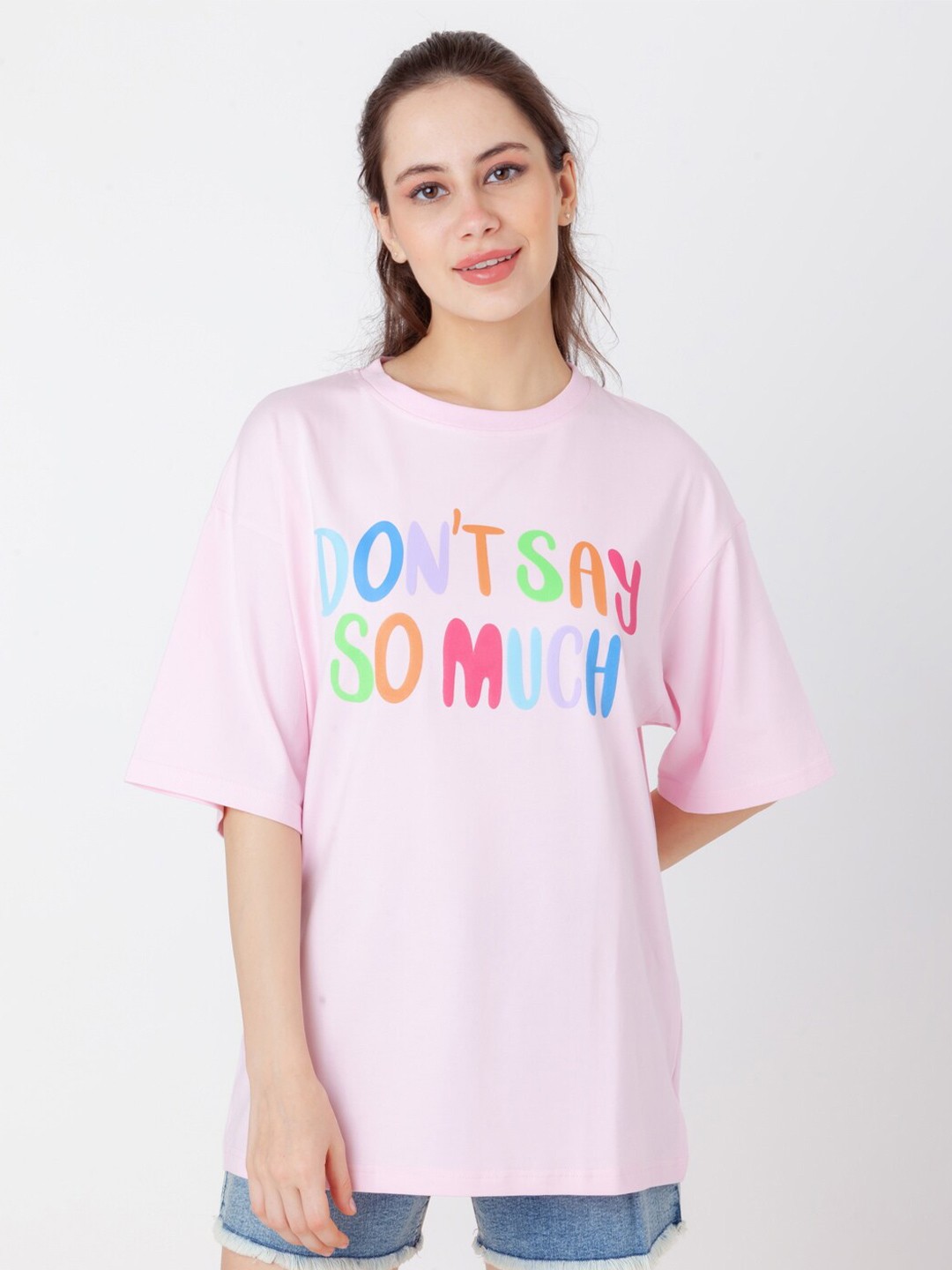 

Zink London Typography Printed T-shirt, Pink