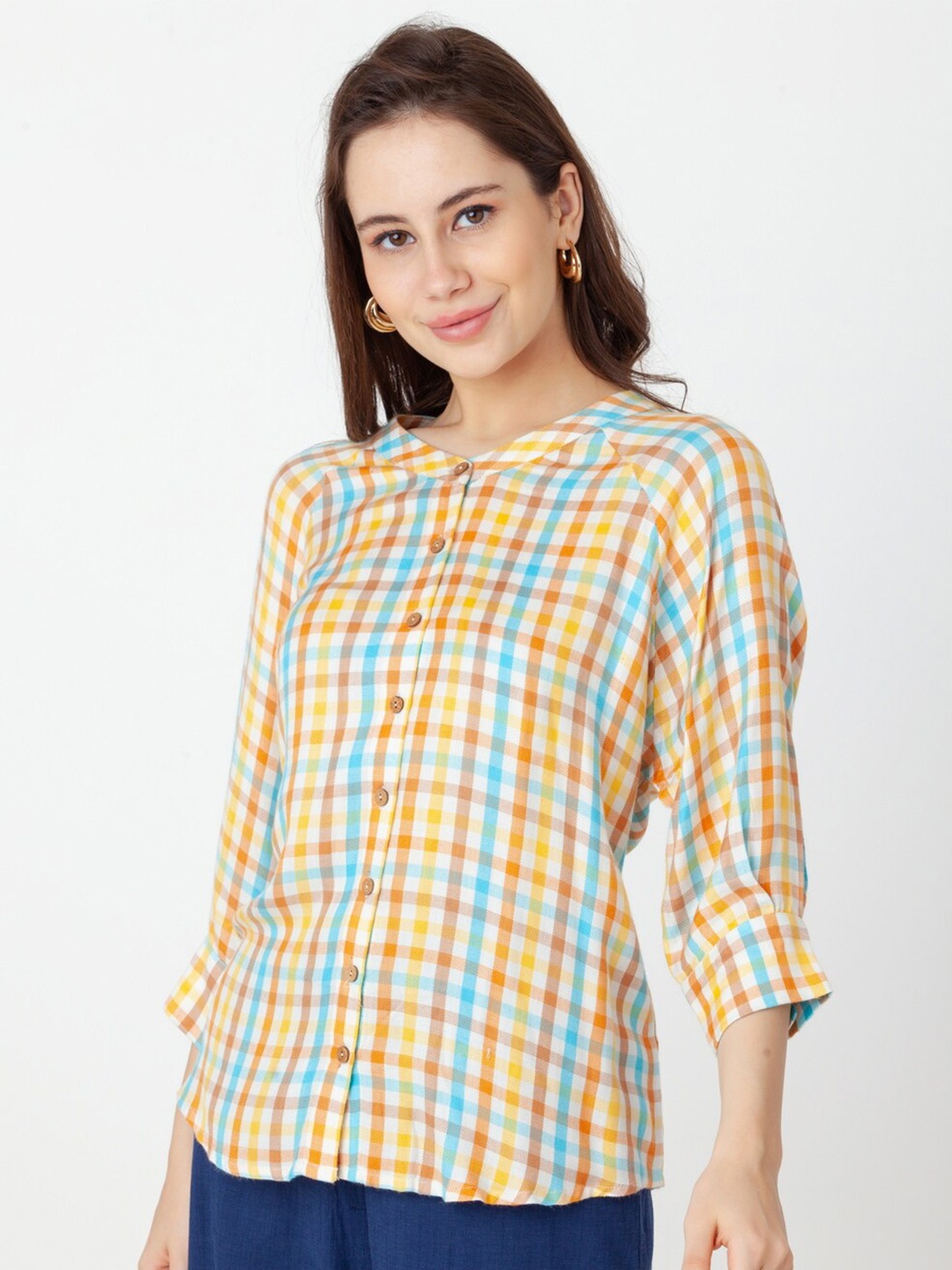 

Zink London Checked Pure Cotton Shirt, Yellow